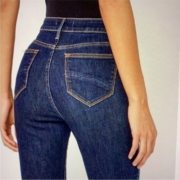 Driftwood Amelia Studded Straight Leg Jeans Dark Wash Raw Hem Side Slit Size 30 - Picture 2 of 14